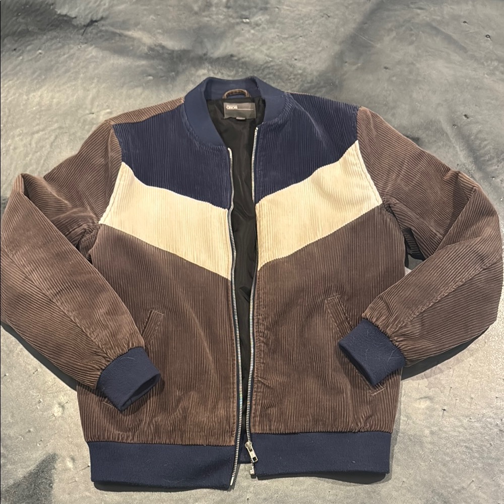 ASOS - Men's Brown and Blue Corduroy Jacket - Size Small